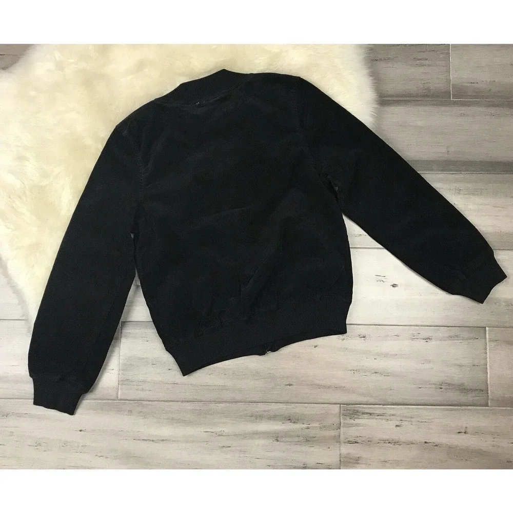 NWT AG Adriano Goldschmied Girls Bomber Jacket Black Plush S